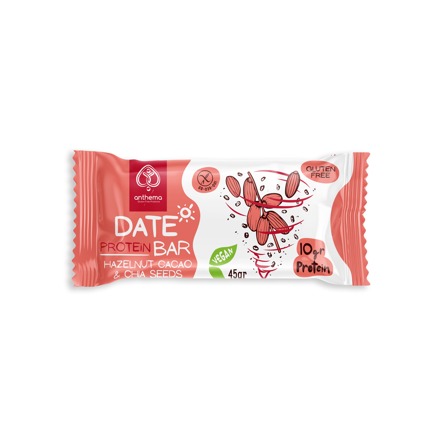  Πρωτεϊνική Μπάρα Χουρμά με Chia 45γρ
